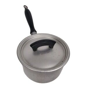 Vintage WEAR-EVER Aluminum No. 701  Pot Sauce Pan w/Lid & Wooden Handle